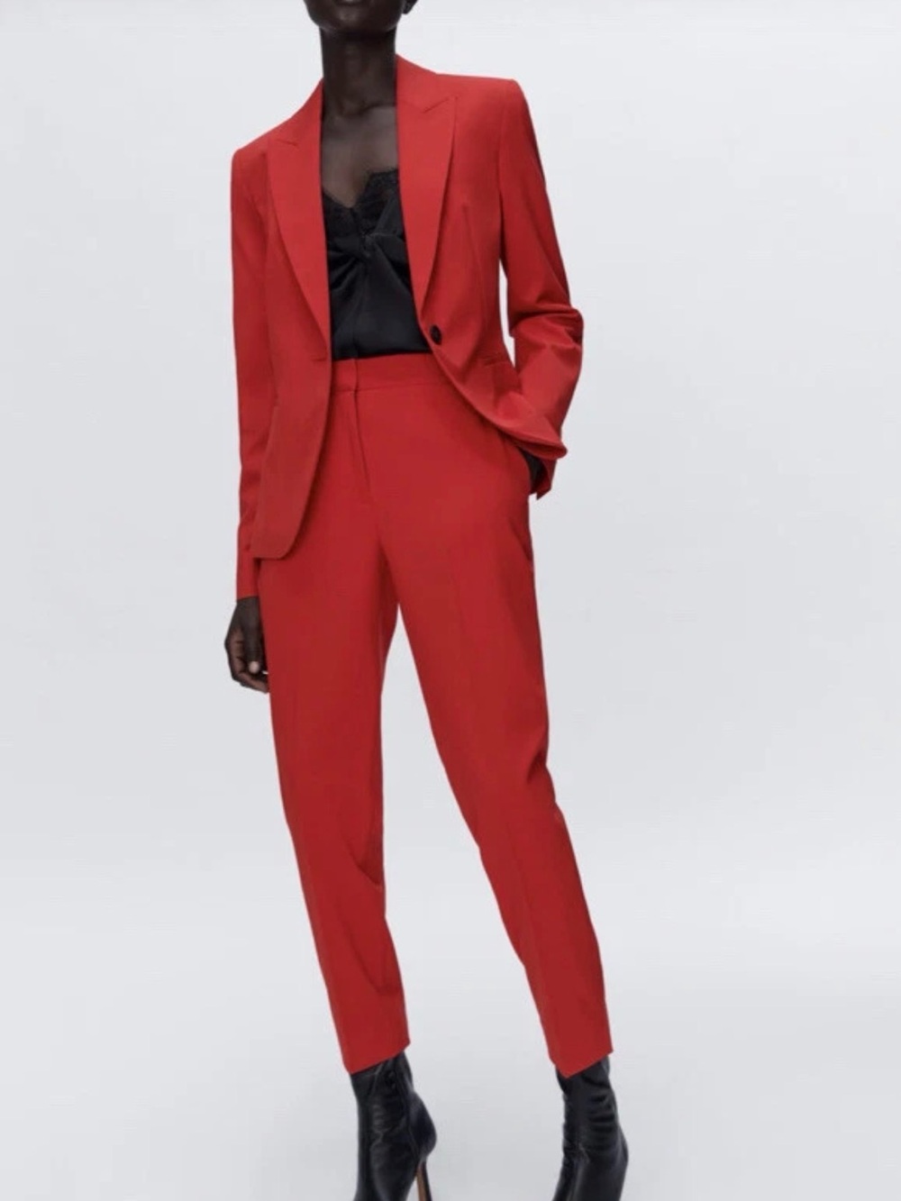 Zara Red Tailored Blazer & Trouser Suit Set – Blazer Size 6 / Pants Size 8